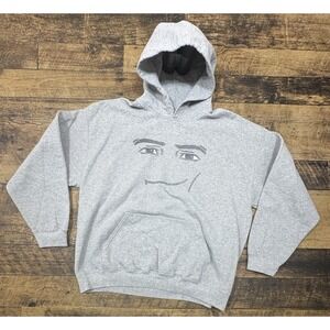 The Man Face‎ Hoodie Cotton Terry Kangaroo Adult Large Sweatshirt Grunge Y2K